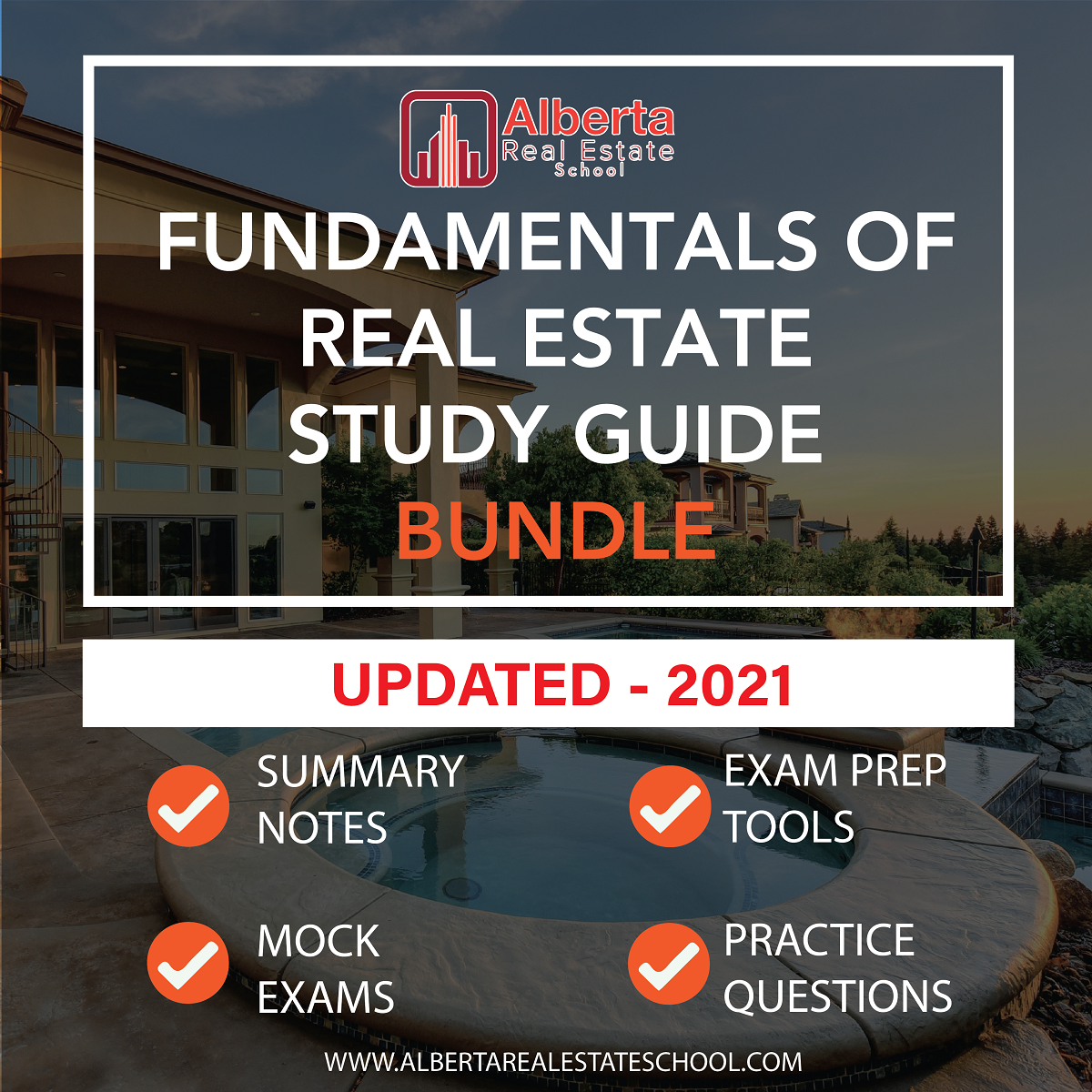 A product featuring study guide for Fundamentals of Real Estate Business in Alberta.