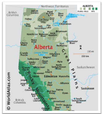 Map of Alberta province.
